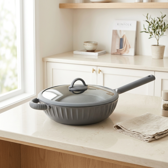 Deep Frying Pan With Glass Lid 28 cm